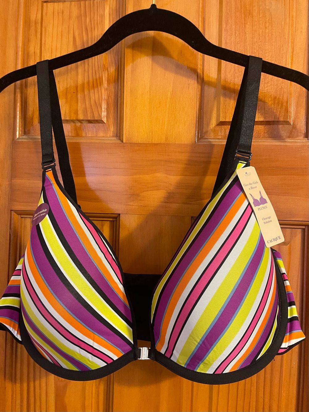 NWT CACIQUE LANE BRYANT REVERSIBLE CLEAVAGE SOLUTION PLUNGE UNDERWIRE BRA SZ 44C